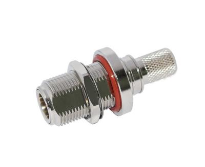 Conector do RF, tipo fêmea reta de N do friso para LMR-400, 50 ohms, anteparo