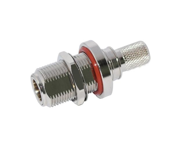 Conector do RF, tipo fêmea reta de N do friso para LMR-400, 50 ohms, anteparo