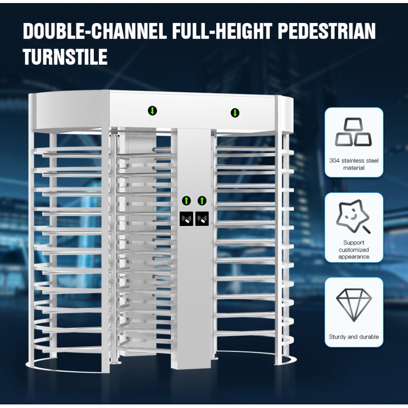 CW801-2 Double-Lane Full Height Turnstile Gate for Pedestrian Access Control