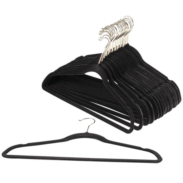 CA65 Slimline Huggable Thin Felt Slim Velvet Hangers black color