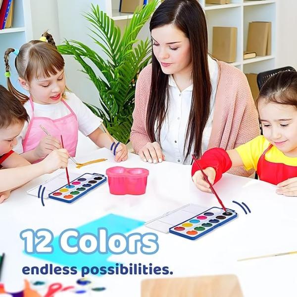 12 Kit de pintura acrílica lavable con pincel para niños y adultos