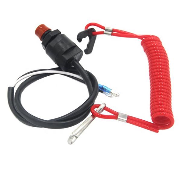 Red Color Flexible Coil Lanyard For Switch Off Outboard Motor 12CM Length