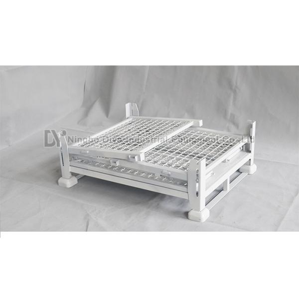 White Steel Folding Turnover Box , Industrial Steel Metal Storage System