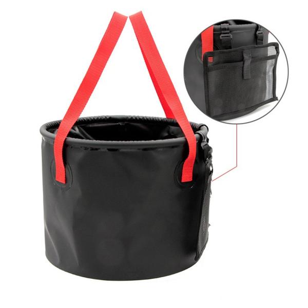 Tejido revestido de PVC de 500d 20L Acampada al aire libre Pesca Cubo plegable Cubo de limpieza de automóviles