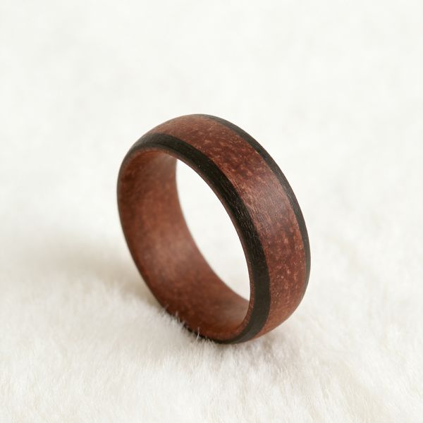 8mm Lightweight Wooden Wedding Band with Handcrafted Finish and Eco-friendly Wood Material