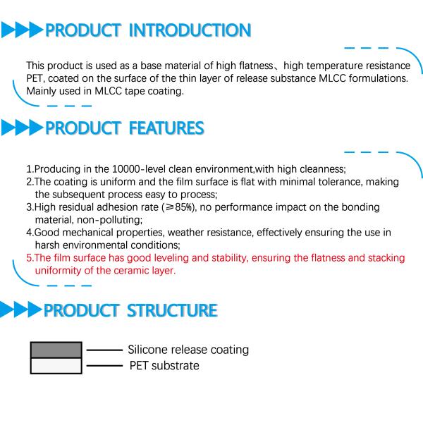 36μm Transparent PET Silicone Film For Multi-layer Ceramic Capacitors