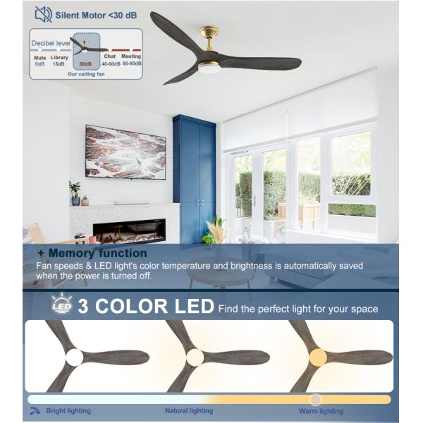 Material do corpo da lâmpada Metal 60 polegadas poderoso ventilador de teto LED de alto fluxo de ar para sala de estar