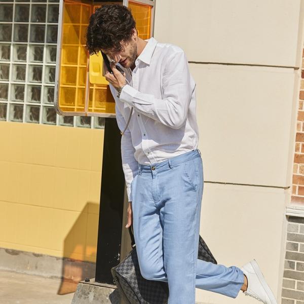 4 Seasons Cotton Mens Casual Linen Shirts Lightweight Long Sleeve