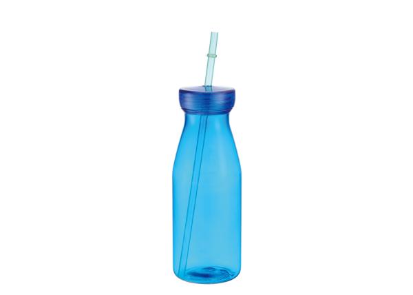 Portable Clear Plastic Sports Water Bottle / Drinking Cup With Straw