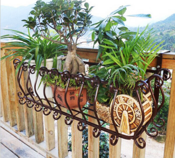 Corrosion Resistant Balcony L60cm Metal Flower Stand