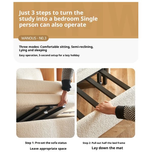 Modern Design Modular Multifunctional Fabric Single Folding Sofa Bed Extendable Leisure Lounge Chair Pull Out Sofa Bed