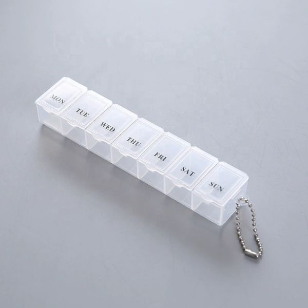 Custom Logo Weekly 7 Days Travel Daily Pill Case Portable Medicine Organizer Food Grade PP Child-Resistant Multicolor Pill Box