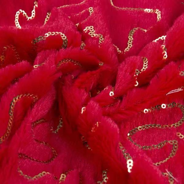 DDP Free Sample Textiles Best Design Reversible Gold Sequin Red/Pink/Grey Velvet Fabric Wholesale