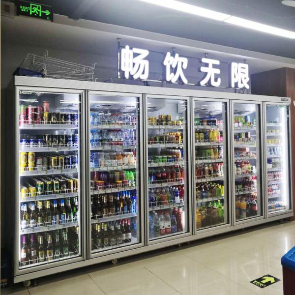 Display de porte verticale de verre congélateur réfrigérateur commercial de supermarché
