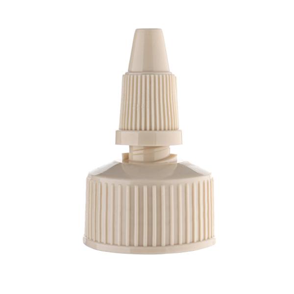 24/410 Beige Plastic Cosmetic Twist - Off Switch Cap, Multi - Functional Sealed Screw Top Cap
