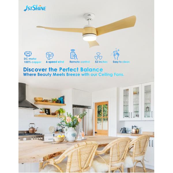 Ventilador de teto LED de lâminas ABS personalizado com soluções de controle e iluminação WiFi Tuya