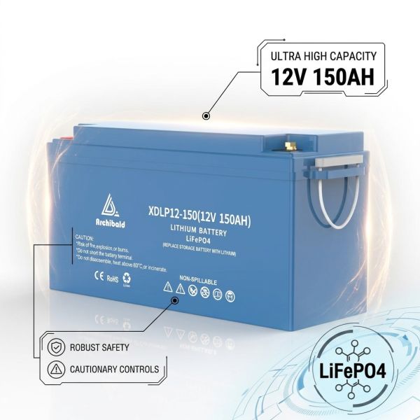 12V 100AH LiFePO4 Camper Van Lithium Battery 1280Wh Compact Deep Cycle for Motorhome RV Conversion