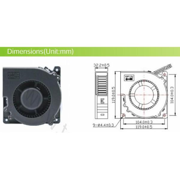 24 V Motor 4.68 Inch Dc Blower Fan , High Speed Exhaust Blower Air Cooling
