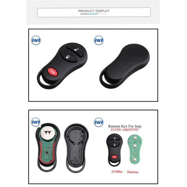 Remote Car Keys FCCID GQ43VT9T Fit For Jeep Grand Cherokee 1998-2004