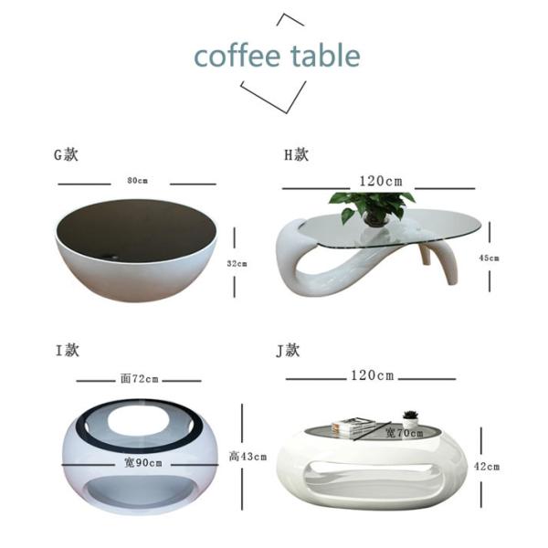 El óvalo de la fibra de vidrio formó color blanco lateral de la tabla de té de la sala de estar de la tabla del café