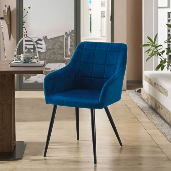 Modern Comfortable Ergonomic Eco-Friendly European Modern Dining Room High Back Velvet Armchair Metal Legs for Home Bar Gym Use