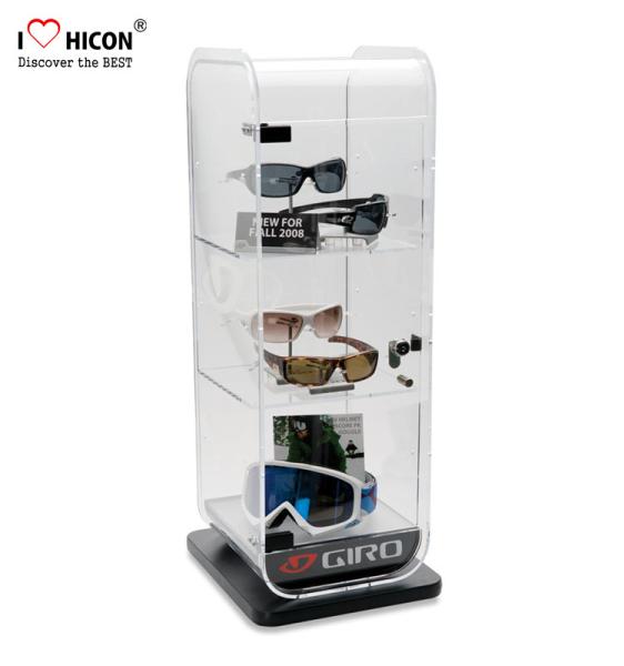 3-Layer Light Up Locking Display Cases Sunglasses Display Case For Shop Counter Top