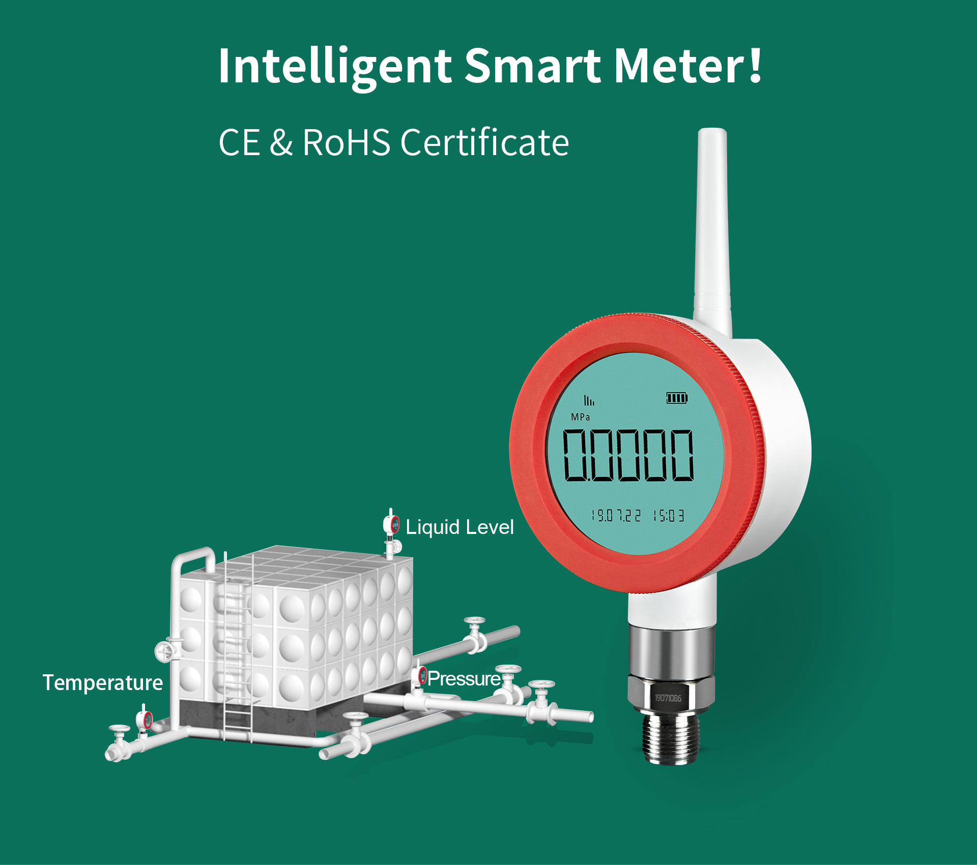 Battery Operated Wireless Level transmitter 0‑100M Submersible Probe