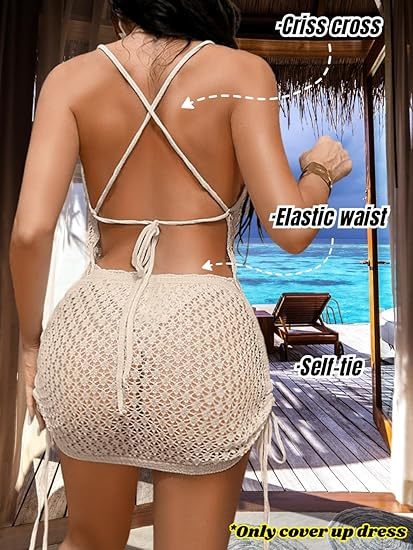 Swimsuit Crochet Swim Cover Up For Women Summer Knit Long Sleeve Swimwear Pullover Beach Dress Swimsuit Bra Set Crochet Bikini Handmade Knitted