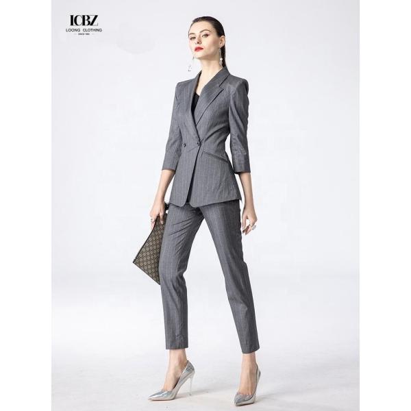 Женское офисное платье на заказ Тёмно-серый полосатый профессиональный рабочий костюм