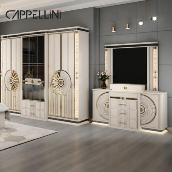 Modern Luxury Wood King Size Leather Bed Sets Double Master Room Home Queen Full Mdf Wooden Bedroom Furniture Set