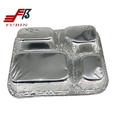 FDA Aluminium Foil Food Container 4 Compartment Hot Disposable For Fast Food