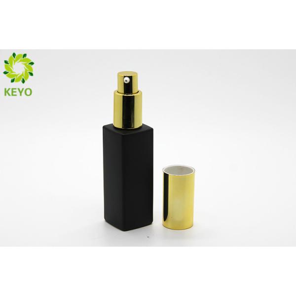 Matte Black Glass Liquid Foundation Packaging Bottle 30ml With Gold Pump Cap