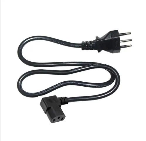 Black Industrial Grade Waterproof Swiss 3-Prong to Straight C13 Power Cable with Safety Shutter for Computer/Servers