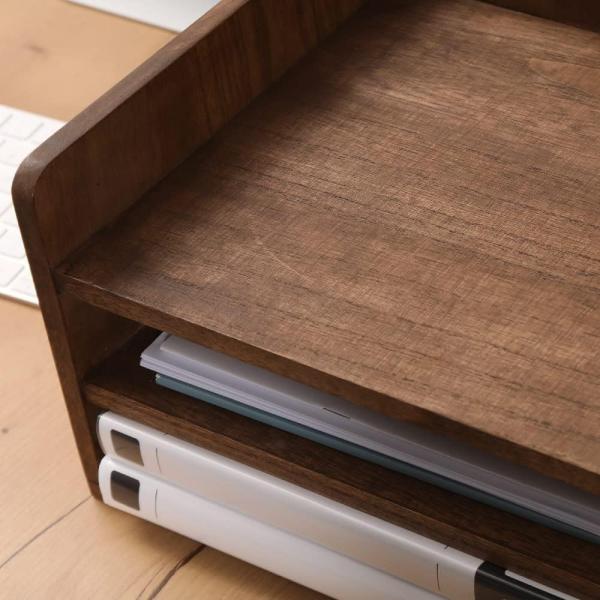 Wooden Desktop File Folder Storage Tray Organizer Stand for Office Document Rack Mail Sorter