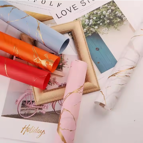 оптом золотая мармеладная цветочная упаковка бумаги водонепроницаемая цветочные материалы подарочная упаковка