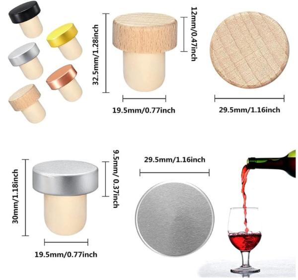 Cortiças de vinho em forma de T personalizadas em alumínio-plástico
