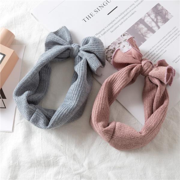 Headwear baby kids bow hair wide elastic accessories solid color girls headband OEM logo