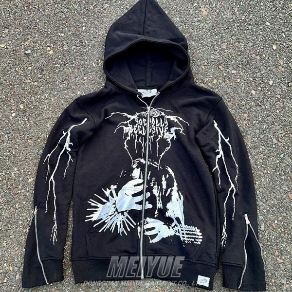 Service d'OEM Impression numérique Hoodie Drop Shoulder Zip Hoodie Saison d'automne