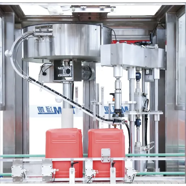 Intelligent Automatic Pneumatic Square Pail Filler Sealer Capper & Labeler for Glass/Plastic Bottles 5-30 Liters