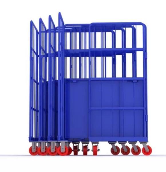 Metal Steel Roll Container Roll Trolley Pneumatic Wheel 200kg Load Capacity
