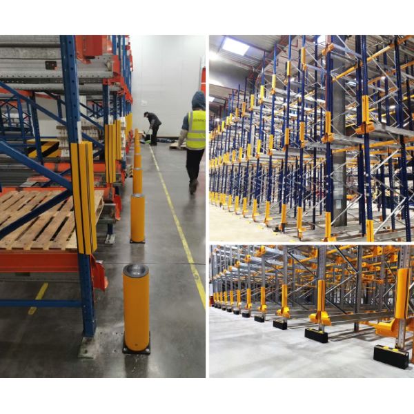 Radio Shuttle Pallet Rack Upright Protectors Rack End Guard Polymer Safety Barrier Traffic Guardrails