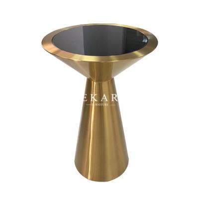 Contemporary Living Room Furniture Black Toughened Glass Top New Design Side Table