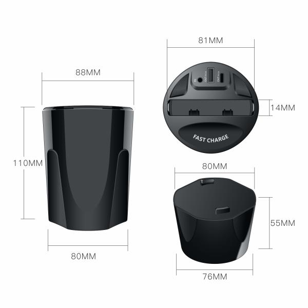 Qi Smart Phone Car Wireless Charging With USB 5V/2A Charging