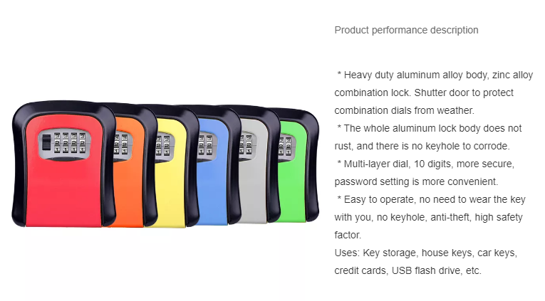 Key Storage Outdoor 4 Digits Wall Mounted Combination Key Lock Box Key Lock Safe Box