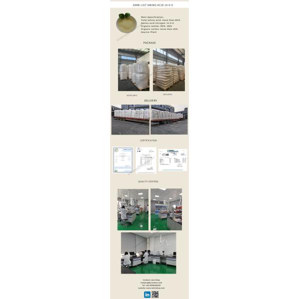 Удобрение порошка аминокислоты 80% азота 14 аминокислоты белка сои ферментационное