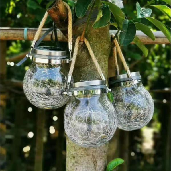 Decorative Colorful Solar Powered Yard Lights Crack Night Light Garden Bottle Hanging