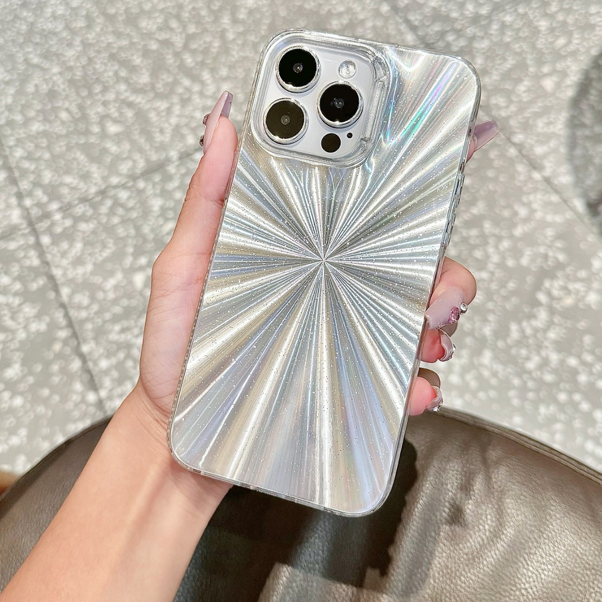 IMD Shinny Ins Style Fireworks Pattern Phone Case for iPhone 11/12/13/14/15 Pro ProMax Plus Simple Cartoon Design