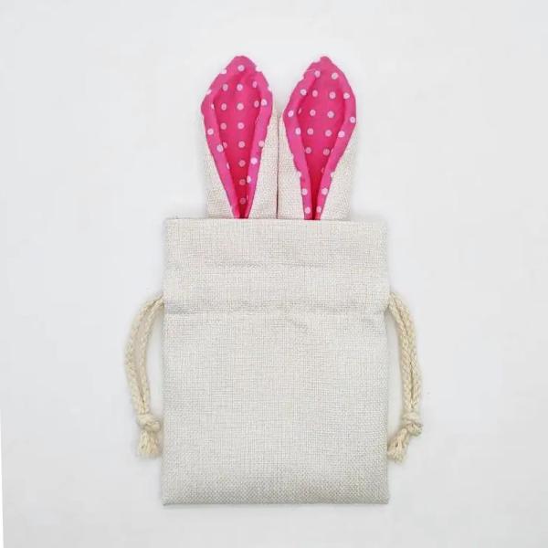 Sublimation Blanc Linen Pâques Sac à la corde de lapin Pour le jour de Pâques