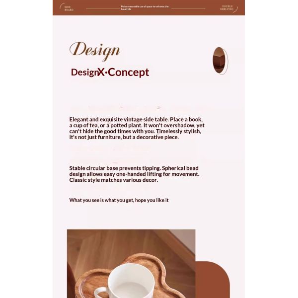 Solid Wood Living Room Table Coffee Table Small Space Mobile Creative Stand Flower Rack Sofa Side Table for Home Coffee Shop