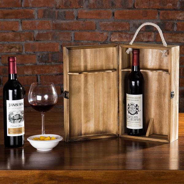 Home Decorative Whiskey Gift Box Wood Double Bottle Wine Box